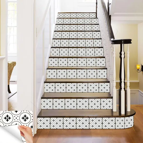 Miniatura 7 de Mi Alma calcomanías para azulejos en blanco y negro para despegar y pegar calcomanías de azulejos, 24 unidades, para azulejos de baño y cocina