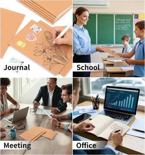 Miniatura 7 de ALKALO Paquete de 6 cuadernos de papel kraft de cuadrícula A5 a granel, cuadernos de diario, cuadernos de papel cuadriculado A5, 8.3 x 5.5 pulgadas