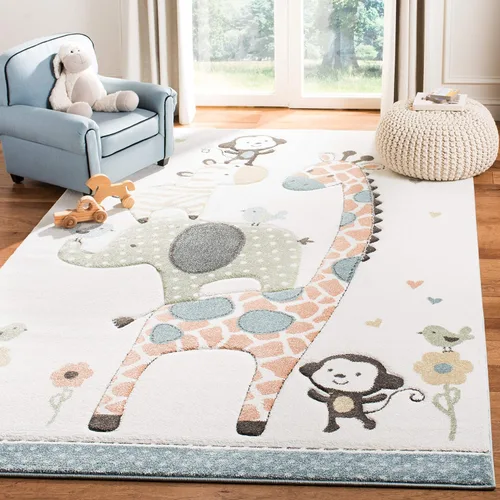 Miniatura 13 de SAFAVIEH Carousel Kids Collection - Alfombra decorativa de 2 x 3 pies, color marfil, diseño animal, no desprende pelusa y de fácil cuidado, ideal