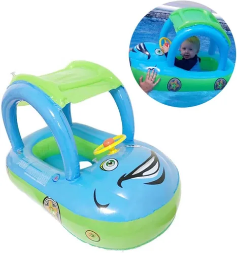 Flotador de piscina para bebé con dosel de verano, volante, sombrilla de natación, anillo de natación para automóvil, juguetes inflables, asiento