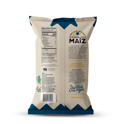 Miniatura 2 de Siete Maiz Totopos Chips de tortilla de maíz Maíz azul Sin gluten Snacks veganos Sin OMG y chips de maíz orgánico Hecho con aceite
