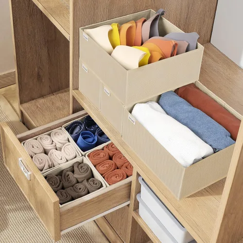 Miniatura 9 de Criusia Organizador de cajones de ropa, paquete de 8 organizadores de cajones para ropa interior, caja de almacenamiento de tela plegable