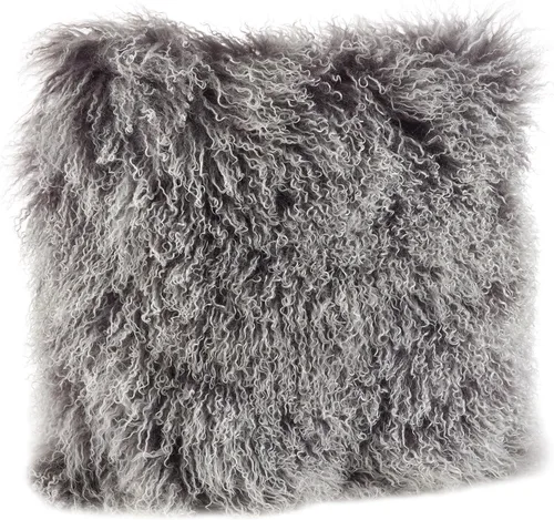 Miniatura 9 de Saro Lifestyle Almohada de piel de cordero mongol rellena de poliéster Gris