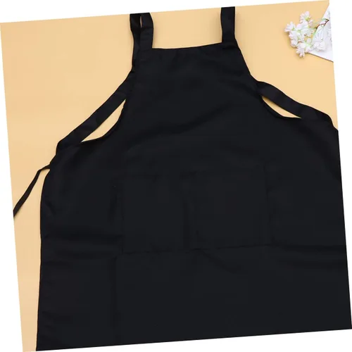 Miniatura 9 de SECFOU Delantal de servicio negro para mujer, delantal de cocina ajustable, delantal ajustable con babero