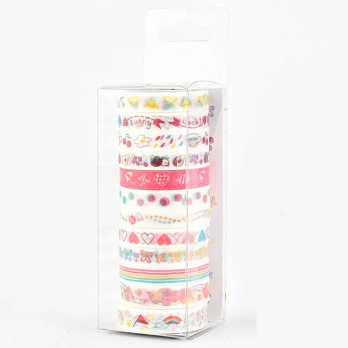 Juego de 12 rollos de cinta adhesiva Washi de 0.315 in de ancho, 6.6 pies de cintas decorativas multipatrón, para suministros escolares de