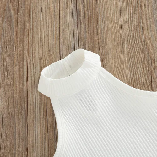 Miniatura 42 de TheFound Trajes de verano para niñas pequeñas, sin mangas, de punto acanalado, halter, pantalones cortos, ropa para recién nacidos, conjunto de 3