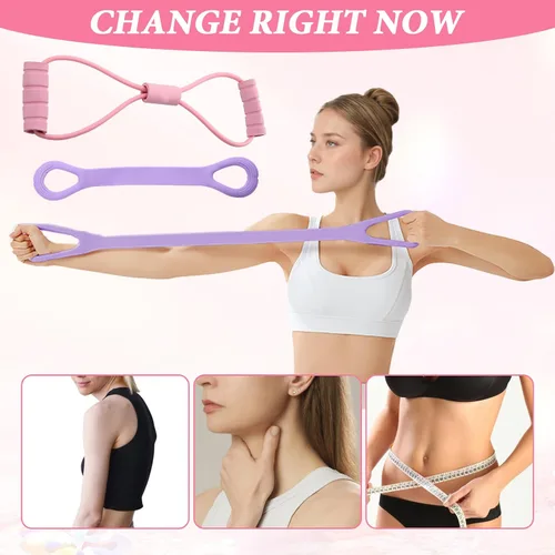 Miniatura 2 de Paquete de 2 bandas de resistencia de figura 8, fácil de usar, portátil, ideal para yoga, pilates y entrenamientos de cuerpo completo, perfecto