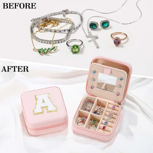 Miniatura 3 de Parima - Joyero pequeño de viaje para mujer, caja de joyería esencial para collares, anillos y aretes, organizador, regalo de Navidad para mamá