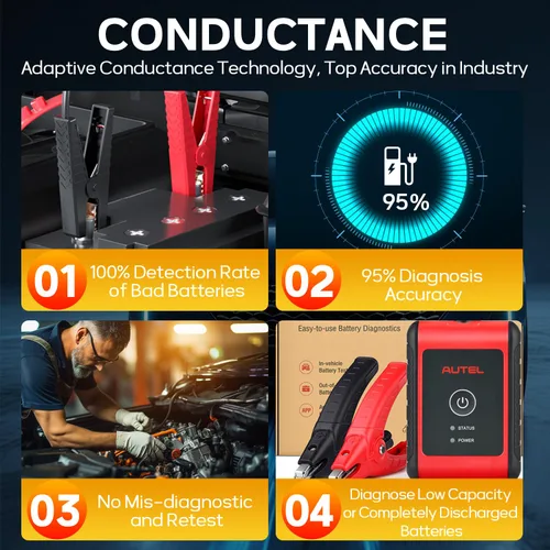 Miniatura 3 de Autel MaxiBAS BT506 - Probador de batería de automóvil, analizador Lite of BT508/BT608, 6v 12v 100-2000 CCA, conductancia adaptativa, prueba