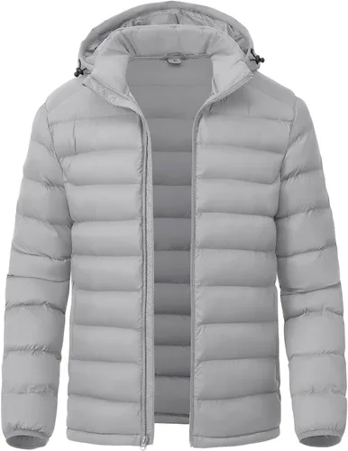 Miniatura 13 de YSENTO Men's Down Alternative Jackets Lightweight Water-Resistant Winter Insulated Puffer Coat Detachable Hood