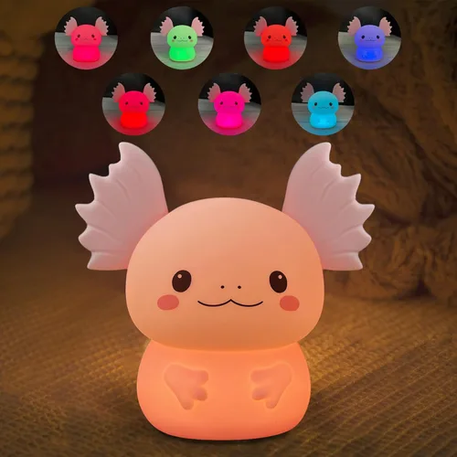 Regalos de Axolotl Luz Nocturna para Niños, Bonita Lámpara de Axolotl de Silicona para Bebé y Niño Pequeño, Luz Nocturna de Animales para Niños y