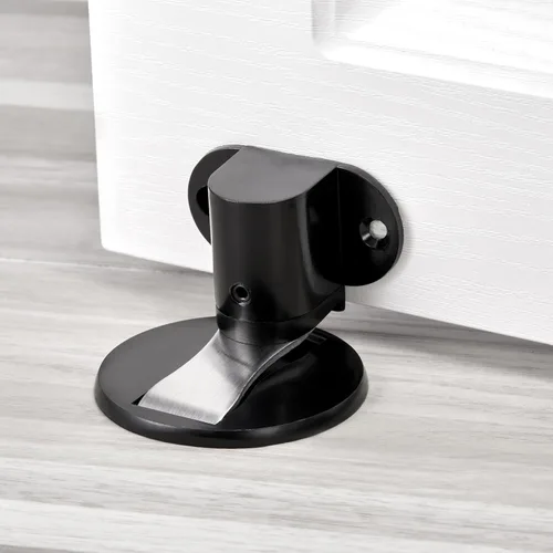 Miniatura 3 de INIRET Tope de puerta negro para montaje en suelo, tope de puerta magnético invisible ajustable en altura, cierre de puerta para parte inferior