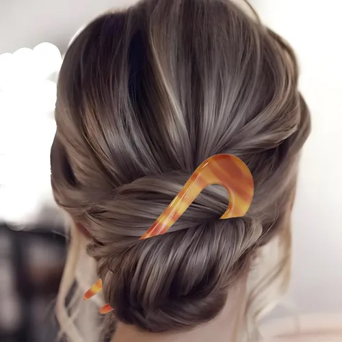 Miniatura 4 de Horquilla de pelo en forma de U ámbar francés horquilla para bollos accesorios de peinado