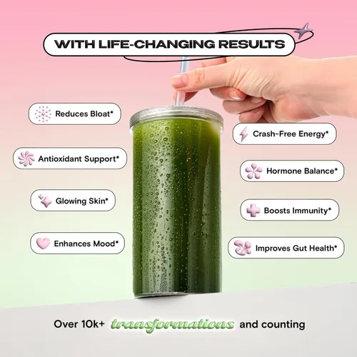 Miniatura 3 de Kiala Nutrition Super Greens en polvo, espirulina, polvo orgánico de superalimentos verdes que apoya la salud intestinal, deshinchazón para mujeres