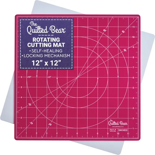 Miniatura 16 de The Quilted Bear Alfombrilla de corte giratoria de 7 x 7 pulgadas, tabla de cortar autorreparable con bloqueo y rotación para costura, tela y Azul