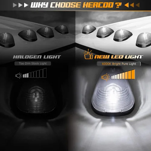 Miniatura 2 de HERCOO Lente de luces de marcación de cabina de techo ahumado con bombillas LED, repuesto compatible con F150, F250, F350, F450, F550, Super Duty