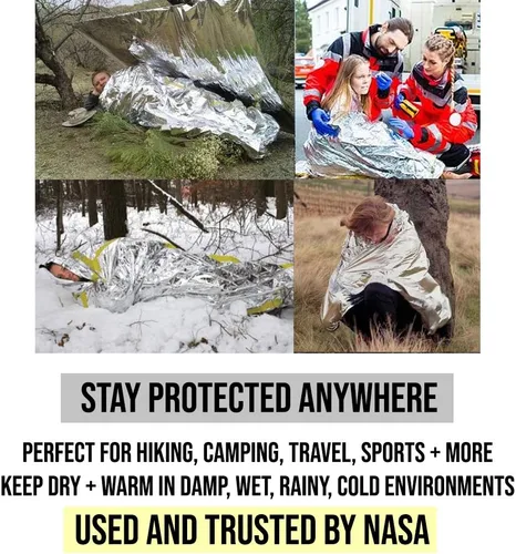 Miniatura 2 de ASA TECHMED Mantas térmicas de Mylar de emergencia a granel, manta espacial, kit de supervivencia para camping, kit de primeros auxilios