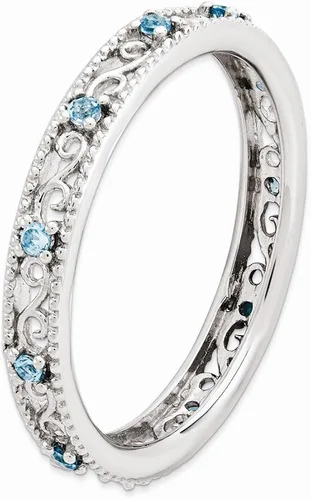 Miniatura 3 de Anillo de plata de ley 925 apilable de topacio azul anillo de eternidad