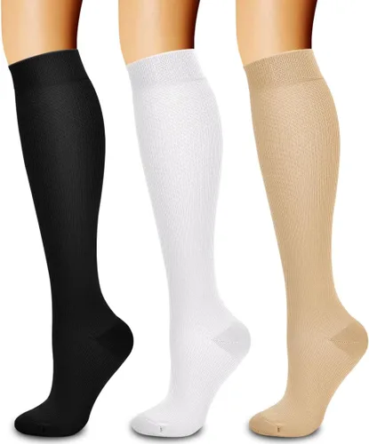 Miniatura 45 de Paquete de 3 pares de calcetines de compresión médica para mejorar la circulación de mujeres y hombres, para correr, hacer deporte y amamantar