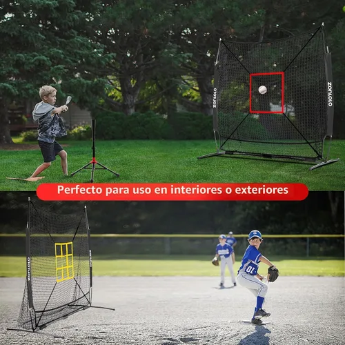 Miniatura 6 de ZONLOLO 6x6ft Baseball & Softball Net for Hitting,Pitching and Batting, Throwing,Baseball net with Sturdy Bow Frame,Battting Tee,Strike Zone, Middle