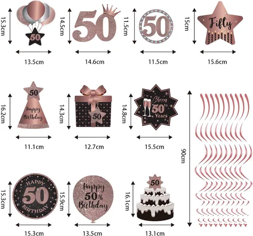 Miniatura 2 de Decoración de techo de remolinos colgantes para fiesta de cumpleaños número 50, celebración, 50 espirales colgantes de papel de aluminio