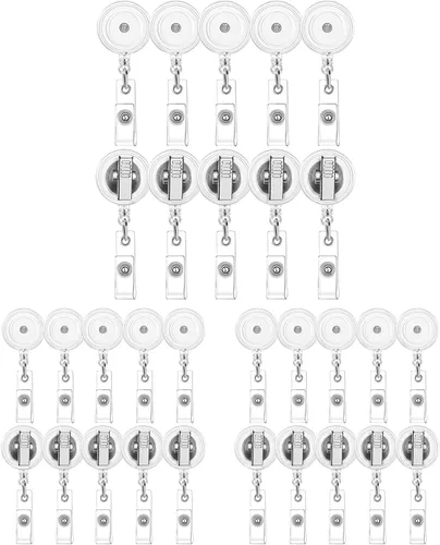 Miniatura 8 de Paquete de 30 carretes retráctiles para insignias con clip giratorio - Soportes retráctiles para insignias resistentes al por mayor, clips