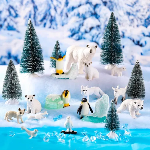 Miniatura 5 de Conjunto de proyectos escolares de animales polares, kit de suministros de diorama, juguetes de figurilla, modelo de proyecto de diorama, juguetes