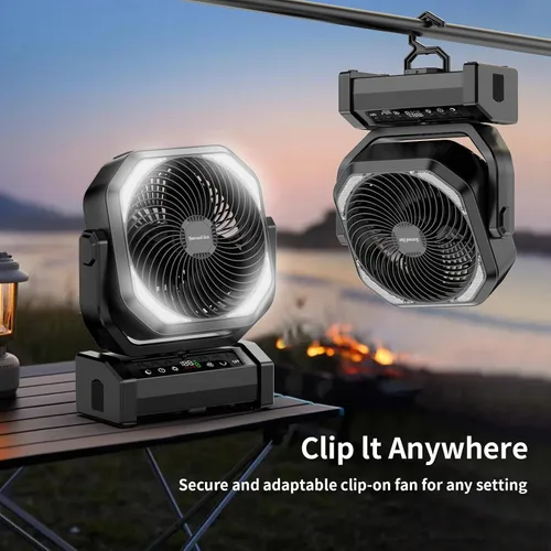 Miniatura 4 de Socool Ventilador de campamento con luz, ventilador de batería recargable de 20000 mAh, tiempo máximo de funcionamiento de 112 horas, 9 velocidades