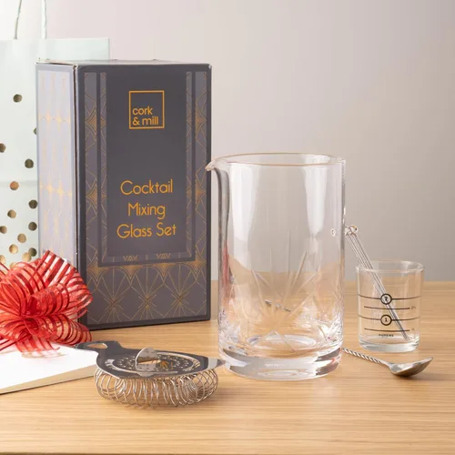 Miniatura 5 de Cork & Mill Vaso mezclador de cóctel, kit antiguo, gran mezclador de cóctel de cristal de 24 onzas para camareros, juego de accesorios de bar casero
