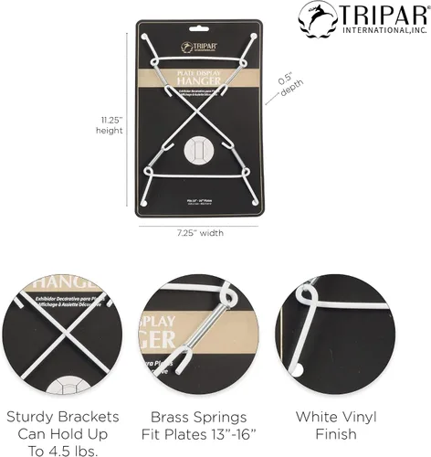 Miniatura 3 de TRIPAR Colgador de placa blanca de 13-16 pulgadas de pared de alambre Super Plate