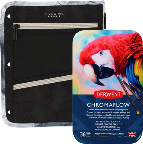 Miniatura 7 de Paquete de 12 lápices de colores Chromaflow de Derwent de 0.157 in de ancho (2305856) + bolsa con cremallera de cinco estrellas, bolsa para lápices
