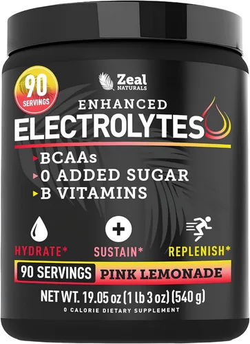 Miniatura 15 de Zeal Electrolyte Powder - 90 porciones Polvo de electrolitos Keto Cero azúcar, BCAA, vitaminas B Potasio, zinc, magnesio Bebida