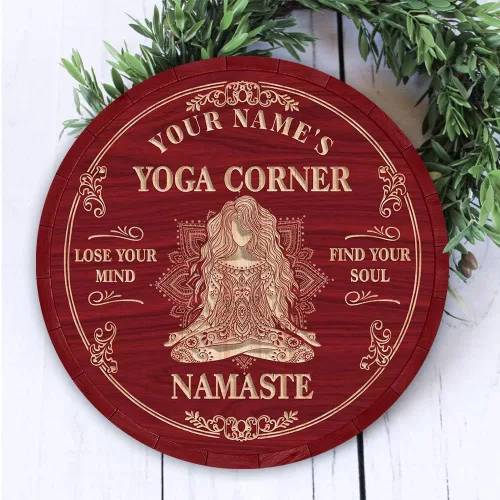 Miniatura 8 de Artsy Woodsy Placa de pared de madera personalizada para estudio de yoga, Zen Den, sala de meditación, espacio de atención plena, letrero Namaste, 01