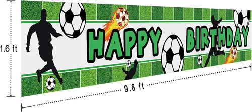 Miniatura 2 de Cartel grande de fútbol con texto en inglés "Happy Birthday", suministros para fiestas de cumpleaños de fútbol, decoraciones para fiestas temáticas