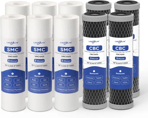 Kit de repuesto de cartucho de filtro de agua para toda la casa de 5 micrones, 10 x 2.5 pulgadas, filtro de agua de bloque de sedimentos y caron de