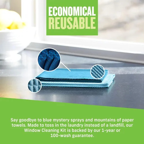 Miniatura 6 de E-Cloth Paño de limpieza de ventanas, embalaje ecológico, paño de limpieza de vidrio, ventanas sin rayas con solo agua, kit de toallas de microfibra