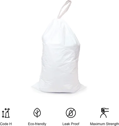 Miniatura 3 de Bolsas de basura blancas de plástico duraderas de ajuste personalizado compatibles con Simplehuman Code P con cordón, botes de basura de 13 a 16