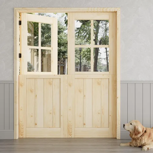 Miniatura 9 de Tablero de Puerta Holandesa para Interior y Exterior, 36" x 80", Universal 4 Lite Vidrio Templado Transparente Puerta Individual Dividida, Puerta