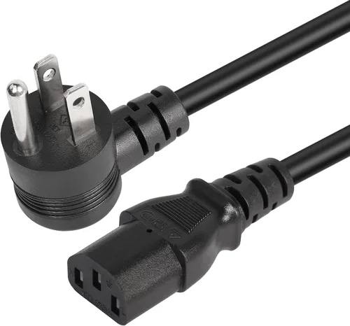 GELRHORN - Cable de alimentación de 3 clavijas NEMA 5-15P a IEC 320 C13, 10 A, 250 V/15 A, 125 V, 18 WAG, ángulo ascendente, NEMA 5-15P a C13, cable