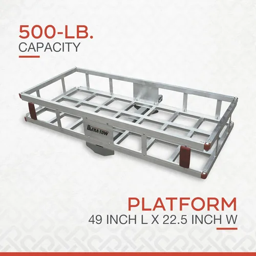 Miniatura 2 de Ultra-Tow Soporte de carga de enganche de aluminio, capacidad de 500 libras, color plateado, 49 x 22.5 x 8 pulgadas de alto