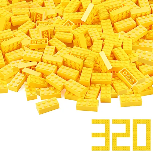 Miniatura 21 de Ladrillos de 2 x 4, lima, 320 piezas partes de color verde amarillento, kit de construcción clásico, conjunto de juego creativo, bloques de juguete