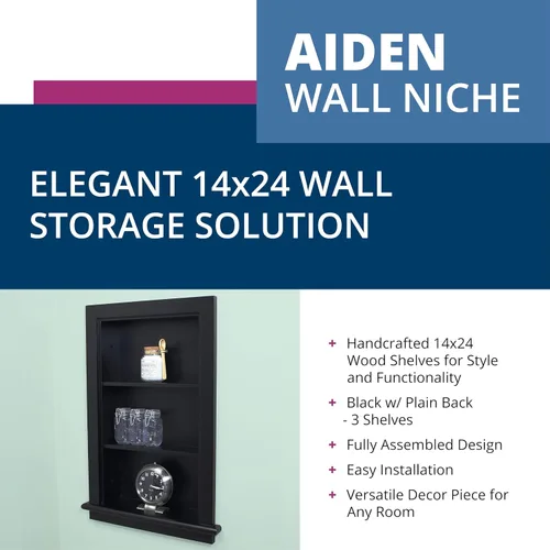 Miniatura 2 de Aiden - Botiquín de repuesto de pared empotrada de 14 x 24 pulgadas, estante de inserción para gabinete de baño, fabricado en América del Norte
