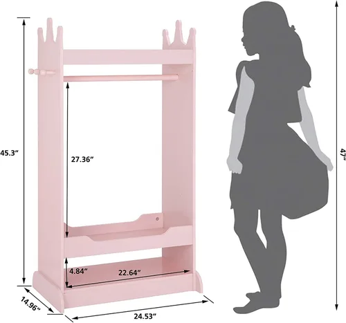 Miniatura 8 de UTEX Almacenamiento de Disfraces para Niños con Espejo, Guardarropa de Disfraces para Niños, Armario Colgante Abierto, Closet de Almacenamiento