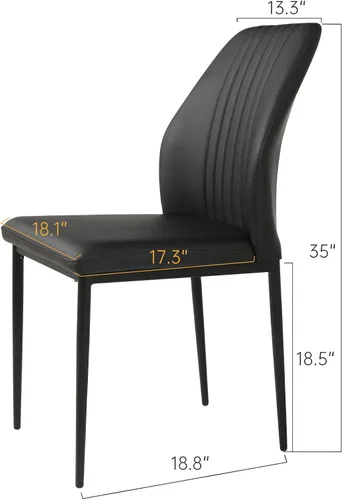 Miniatura 2 de ZckyCine Silla de comedor de piel sintética, silla de sala de estar, moderna silla auxiliar sin brazos de cocina con patas de metal