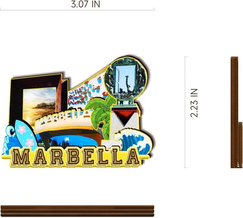 Miniatura 3 de Imán de madera de Marbella de España 3D para nevera, recuerdos coleccionables, decoración hecha a mano, artesanías 2