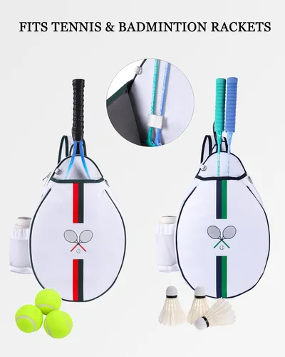 Miniatura 7 de Rejolly Bolsa Bandolera de Raqueta de Tenis para Mujeres y Hombres Acolchada Resistente al Agua Funda de Raqueta de Un Hombro Cruzada para 2