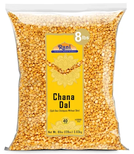 Rani Chana Dal (garbanzos desi sin piel), lentejas indias, 128 onzas (8 libras) 8.0 lbs, a granel ~ todo natural, apto para gluten, sin OMG, vegano,