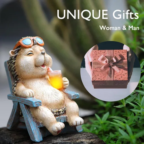 Miniatura 6 de FOXMIS Estatua de erizo solar para exteriores, decoración de jardín para exteriores, patio, oficina en casa, decoración del día de San Valentín