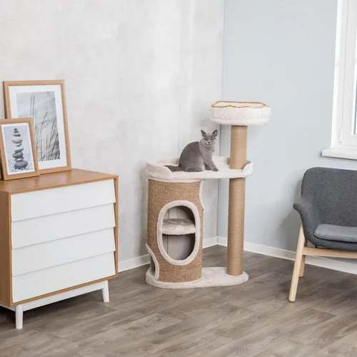Miniatura 2 de Trixie Falco - Torre para gatos de 46 pulgadas, postes rascadores de sisal, condominio para gatos de 2 pisos, plataformas de felpa, cama extraíble
