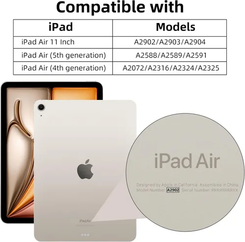 Miniatura 2 de Funda compatible con iPad Air de 11 pulgadas M4 (2026) / M3 (2025) / M2 (2024), para iPad Air de 6ª/5ª/4ª generación de 10.9 pulgadas con soporte